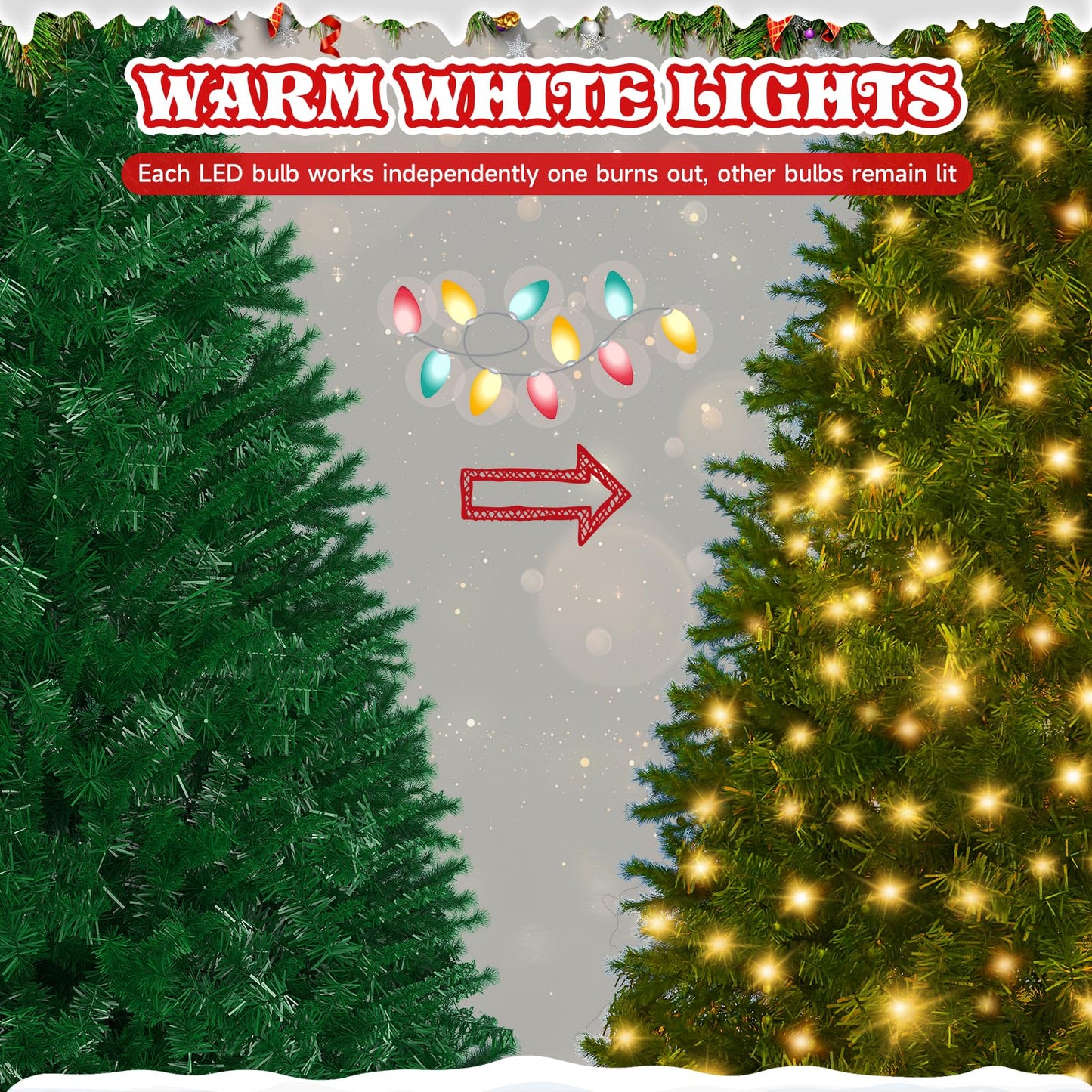 LEVELEVE Premium Pre-Lit 6FT Classic Artificial Holiday Christmas Tree w/1,000 Branch Tips,250 LED Lights for Home,Office,Party Decoration