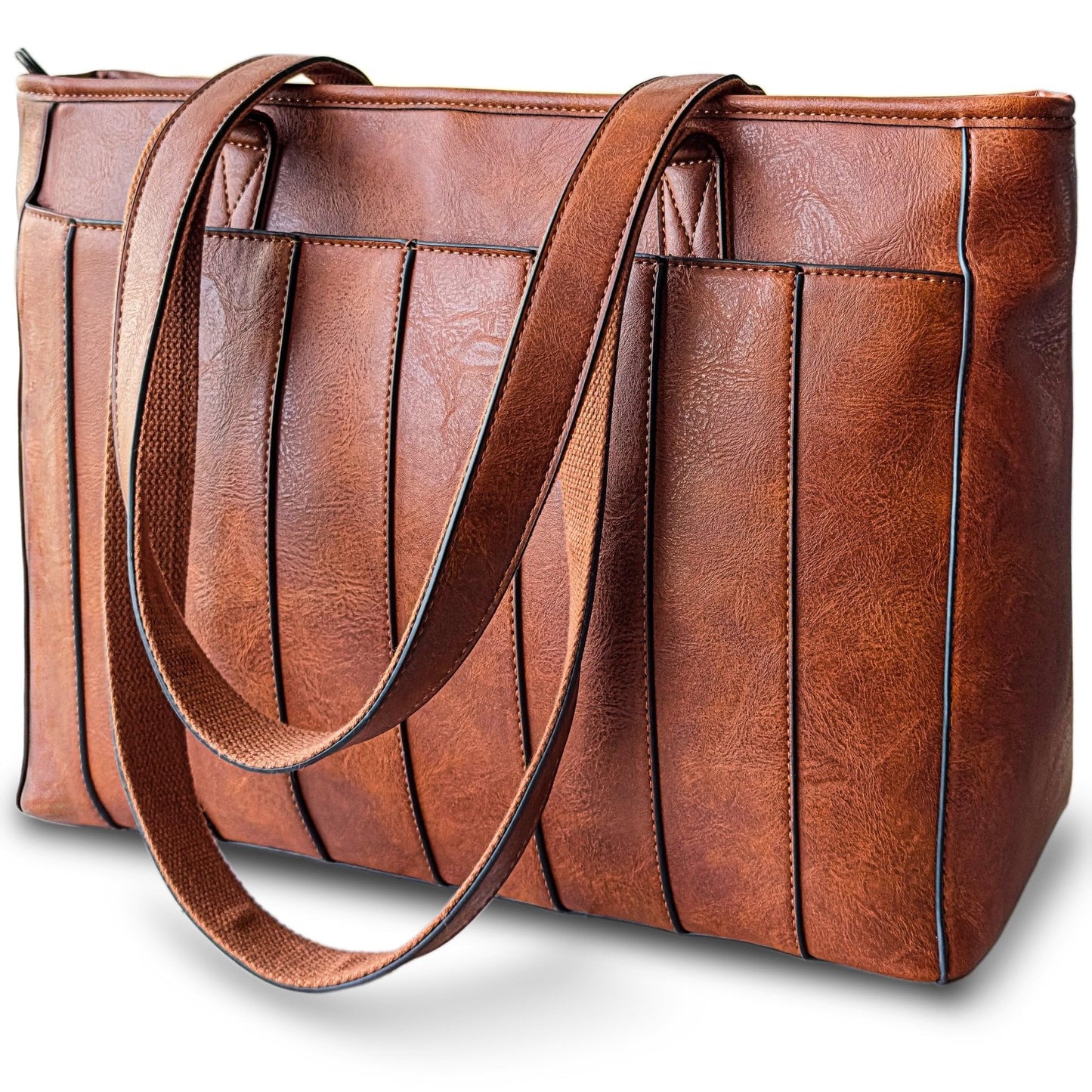 Laptop Bag for Women - 14" Vegan Leather Computer Bags for Laptops for Women - Padded Compartment - Leather Tote
