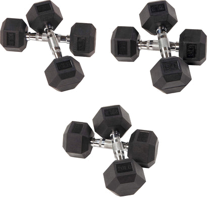 Fitvids Premium Rubber Coated Hex Dumbbell Weight Set, Multiple Packages