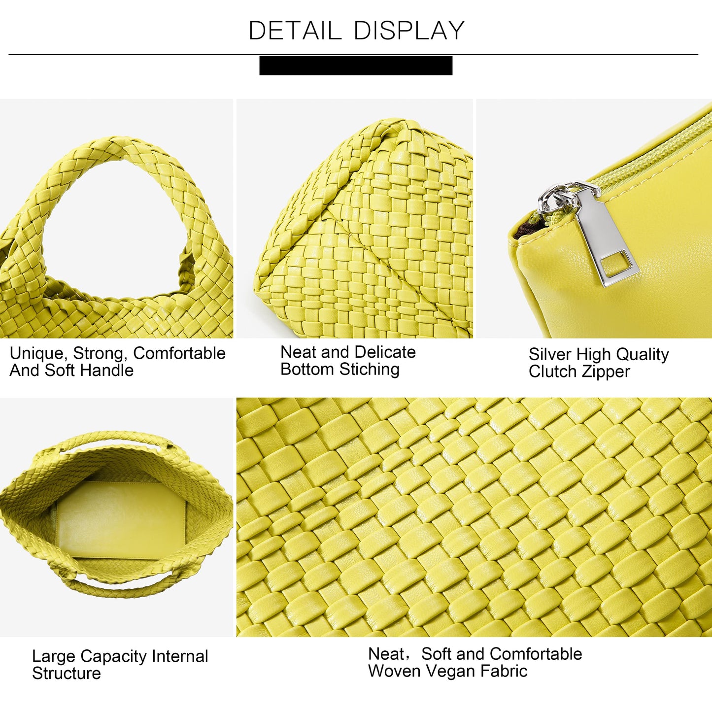 Vegan Leather Purses for Women, Handmade Purses and Handbags Summer Beach Travel Tote Woven Shoulder Bag with Detachable Satchel Strap
