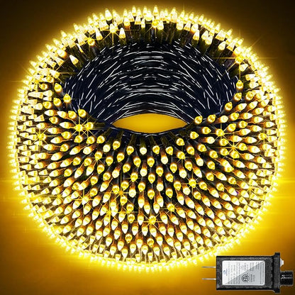 1500 LED 470FT Christmas Lights Outdoor,12 Lighting Modes Christmas String Lights with Timer, Dimmable Warm White LED String Light Waterproof for Yard PatioTree Xmas Wedding Party Holiday Decorations