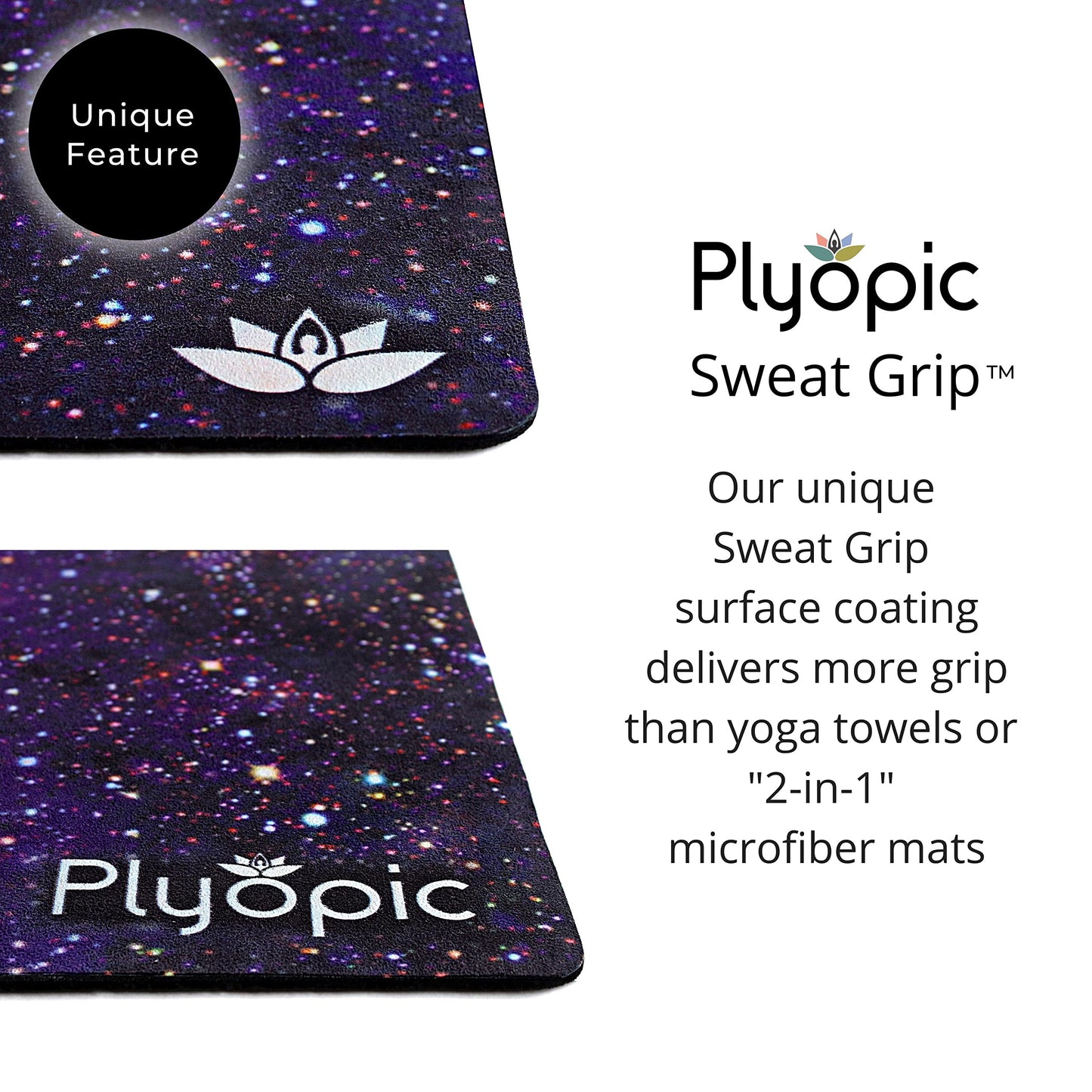 Plyopic. All In One Yoga Mat | Luxury Sweat-Grip Mat/Towel Combo | Ideal for Yoga, Hot Yoga, Bikram, Pilates, Workout & Exercise | Eco-Friendly Natural Rubber