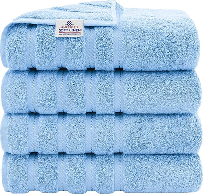 American Soft Linen Luxury 4 Piece Bath Towel Set, 600 GSM 100% Cotton Turkish