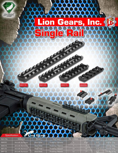 Lion Gears BridgeMount Rail Tactical Picatinny Rail, 5" Long with 12 Slots, BM12S Black