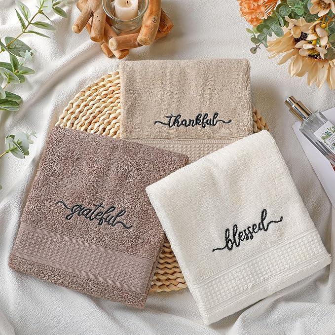 Peryiter 3 Pcs Farmhouse Bathroom Decor Hand Towels 14x29 Inch Cotton Bath