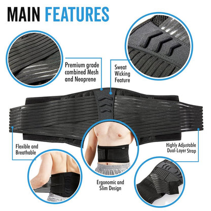 Bodyprox Lumbar Support Back Brace for Men and Women (Regular 28" - 50")