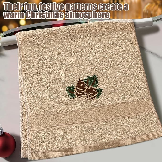3 Pcs Rustic Pine Cone Hand Towels