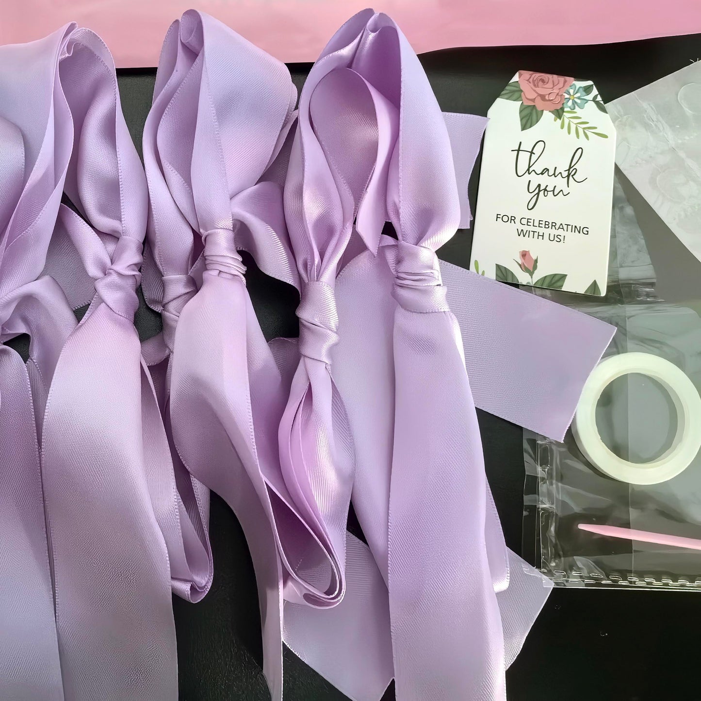 Eanjia Bow Knot Garland | 6ft Linking Satin Bow Banner with 3ft Extend Ribbon for Coquette Bachelorette Party, Baby Shower,Bridal Shower Wedding Baby Room Bed Decor (Violet, 6ft)