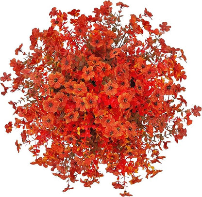 Artificial Fall Flowers with Hanging Baskets Outdoors for Decoration Faux mums for Outdoor planters Fake Mums Artificial Hanging Plants UV Resistant for Autumn Porch Home Patio Decor (Harvest Orange)