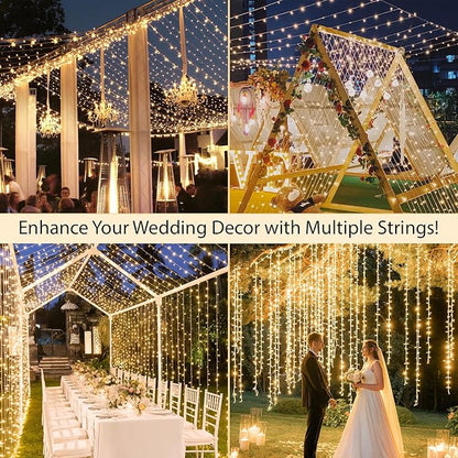 suddus 100 Led Connectable Christmas String Lights Outdoor with Timer, 33ft Fairy Lights Plug in Waterproof Indoor, Twinkle Lights with Remote for Xmas Tree, Bedroom, Party, Patio, Garden – Warm White