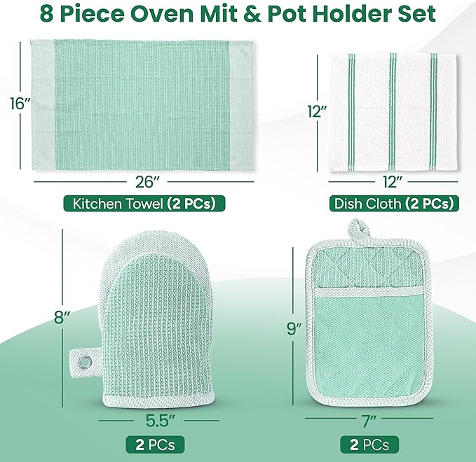 Casa Platino Potholders & Oven Mitts Heat Resistant, 8-Piece Mini Oven Mitts