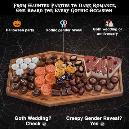 Large Coffin Charcuterie Board - Gothic Acacia Wood Coffin Shaped Cutting Board 17x10.5inch, Halloween Wooden Serving Tray, Goth Platter, Spooky Decor Gifts