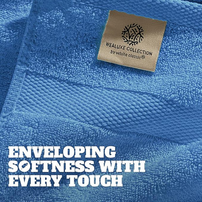 White Classic Wealuxe Light Blue Washcloths 24 Pack