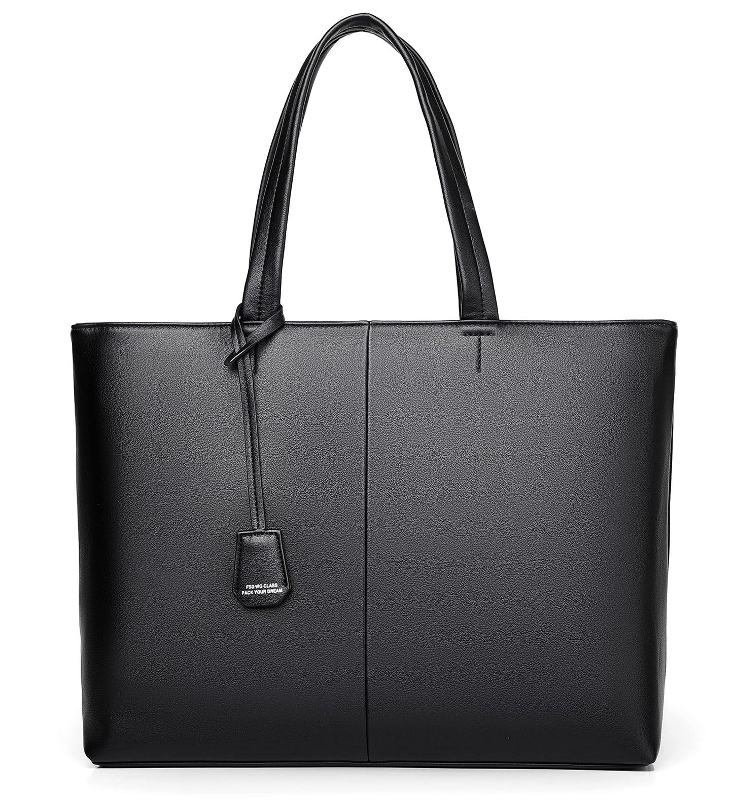 FSD.WG Men's Tote Bag,Business Bag, Leather Briefcase,Elegant Leather（PU）,Large Capacity,Black