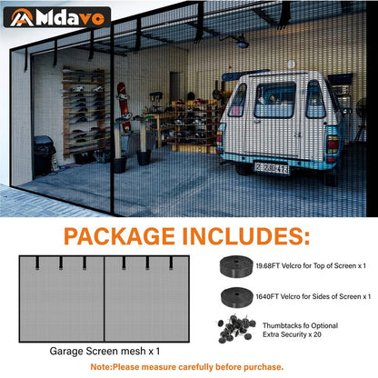 Garage Door Screen for 1 Car 8x7Ft - Magnetic Closure, Reinforced Fiberglass Mesh, Heavy Duty Weighted Bottom, Hands-Free Operation, Easy Assembly & Pass-Through