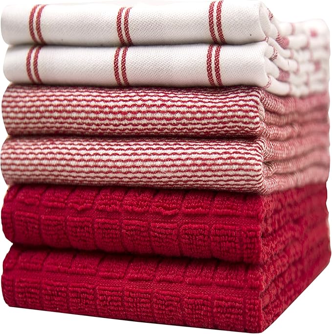 Premium Kitchen Towels | Large Cotton Dish Towels | Flat & Terry Highly