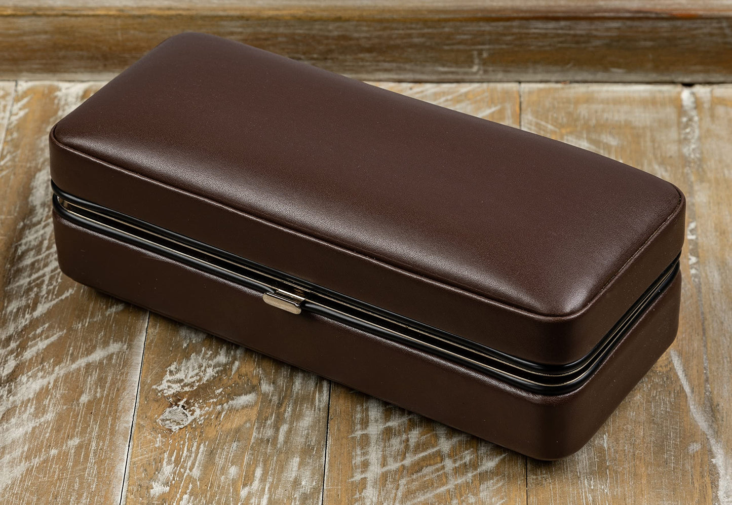Prestige Import Group - 3 Cigar Folding with Snap Lock Cigar Travel Case - Color: Brown