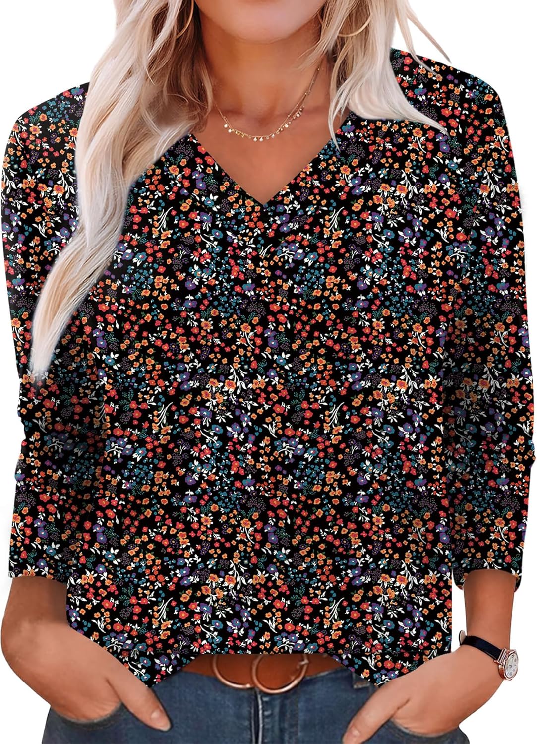 XIEERDUO Long Sleeve Shirts for Women V Neck Fall Tops Basic Tunic Tops Loose Fit Dressy 2025
