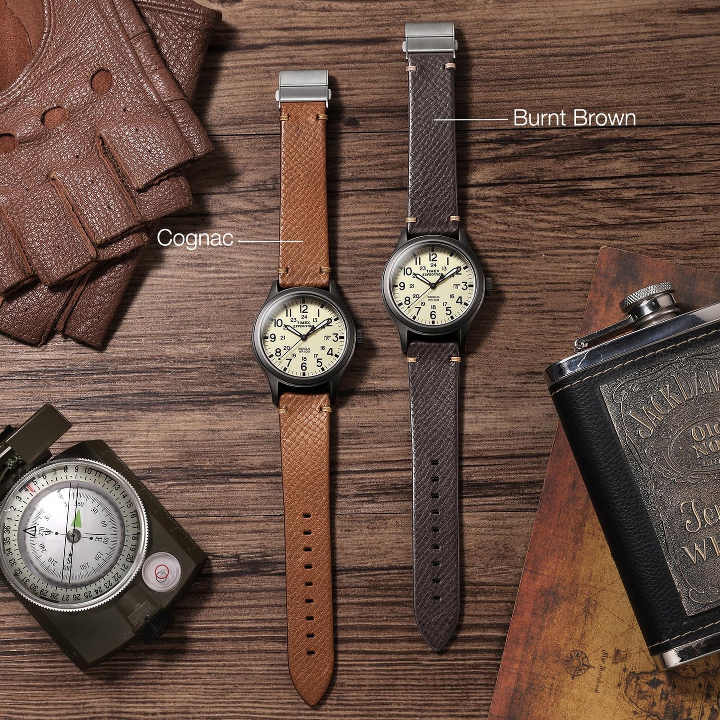 Getalia Italian Leather Watch Band | Tuscany Vegetable-Tanned Full Grain Calfskin Palm Grain Strap for Men & Women | Quick Release | Folding Clasp | 18 19 20 21mm 22 (Burnt Brown: Width-21mm)