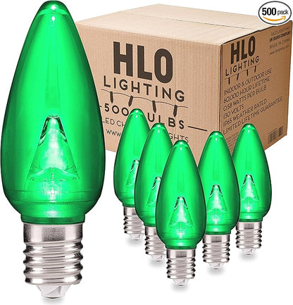 HLO Lighting Smooth C9 Christmas Lights |Green LED Bulbs for Indoor & Outdoor Christmas Decor | Set of 500