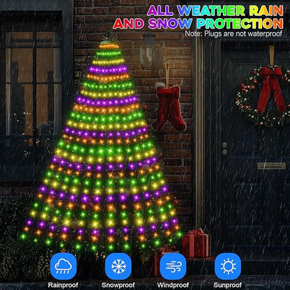 30+ Modes Ring Christmas Tree Lights Indoor Outdoor - 7.5Ft x 12 Lines 336 LED Easy App Control Color Changing Timer Remote Waterproof for 6 7 Ft Xmas Trees (Warm White to Multicolor)