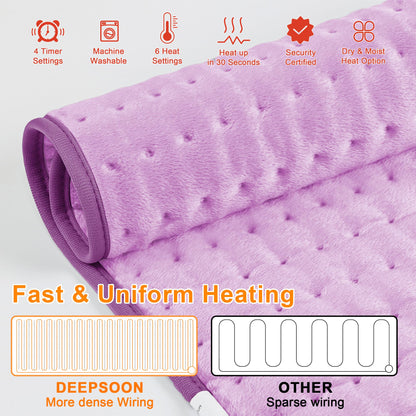 Heating Pad,Electric Heating Pads for Back,Neck,Abdomen,Moist Heating Pad for Shoulder,Knee,Arms,Legs,Dry/Moist Heat & Auto Shut Off,Birthday Gifts for Men and Women(Light Gray, 24''×12'')