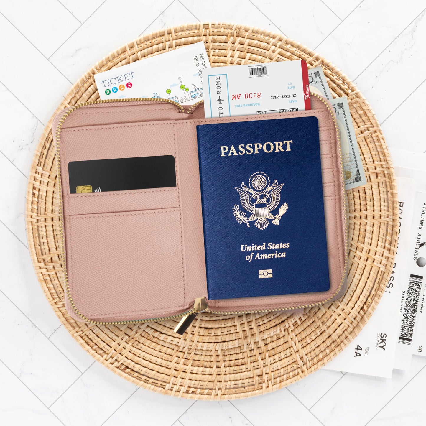 Beautiful Passport Holder for Travel with Wristlet Strap - All-in-One Wallet for Women with Card Slots and Tassel Keychain - Perfect RFID Blocking Case to Keep Your Travel Documents Organized & Safe