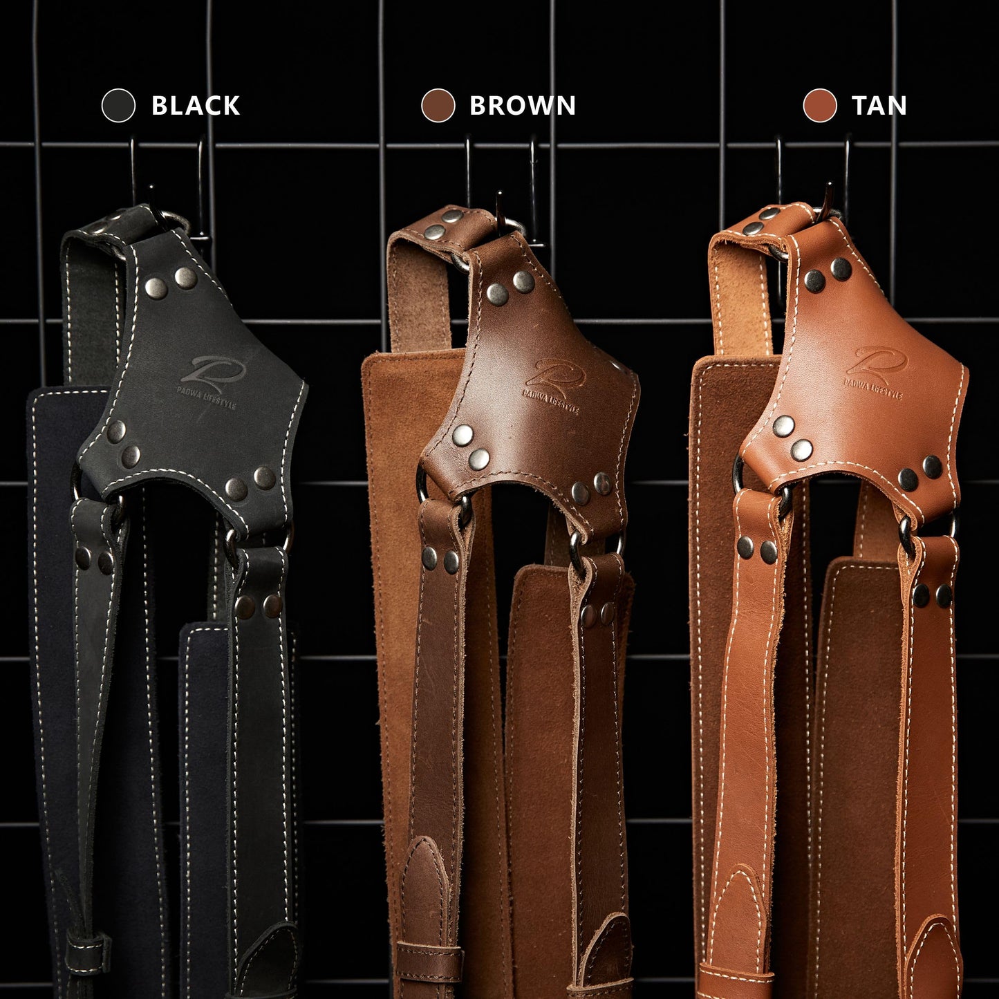 Padwa Lifestyle White Dual Camera Harness Strap for Two Cameras - Dual Shoulder Full Grain Leather Harness,Multi Double Camera Gear with Thick Padded,Double Camera Harness for Photographers