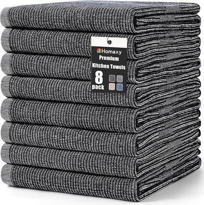 Homaxy Premium Kitchen Towels, Large Cotton Kitchen Hand Towels, Flat and Terry
