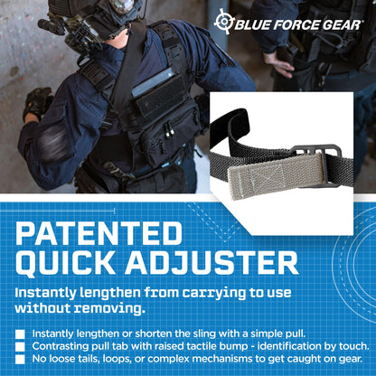Blue Force Gear Vickers Sling, Patented 2-Point Adjustable, Black