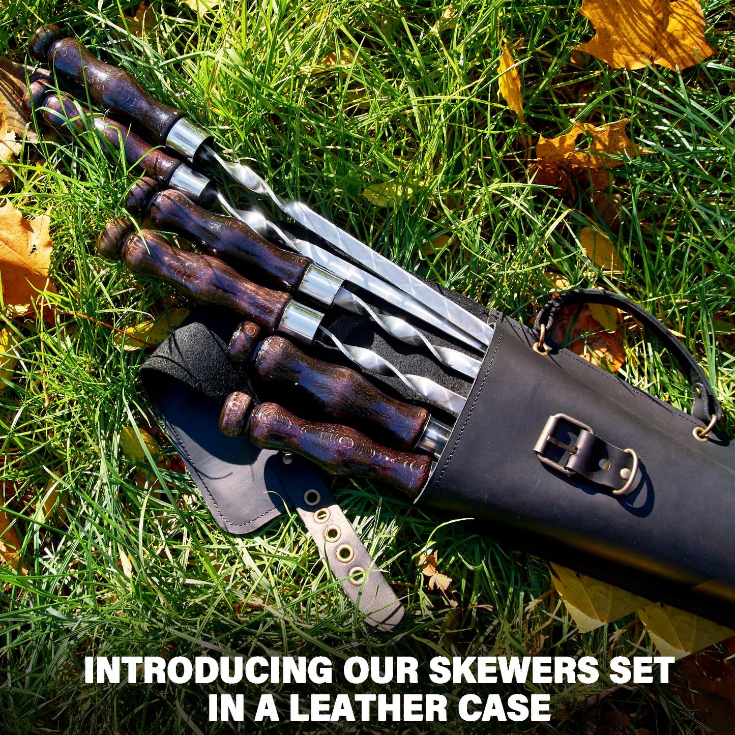 Grilling Supplies - Outdoor Grill Accessories for BBQ - Premium Barbecue Tool Sets Grill Utensils - BBQ Gear - Grill Skewers Set with Case Hunting Quiver