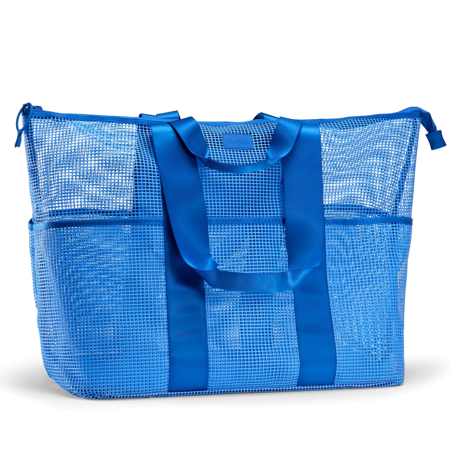 Fit & Fresh The Shore Thing™ Marine Grade Mesh Beach Bag with Pockets - Waterproof Sandproof Tote Bag, Lightweight Foldable Tote Bag, XL Travel Bag, Beach Vacation Essentials, Marina Blue