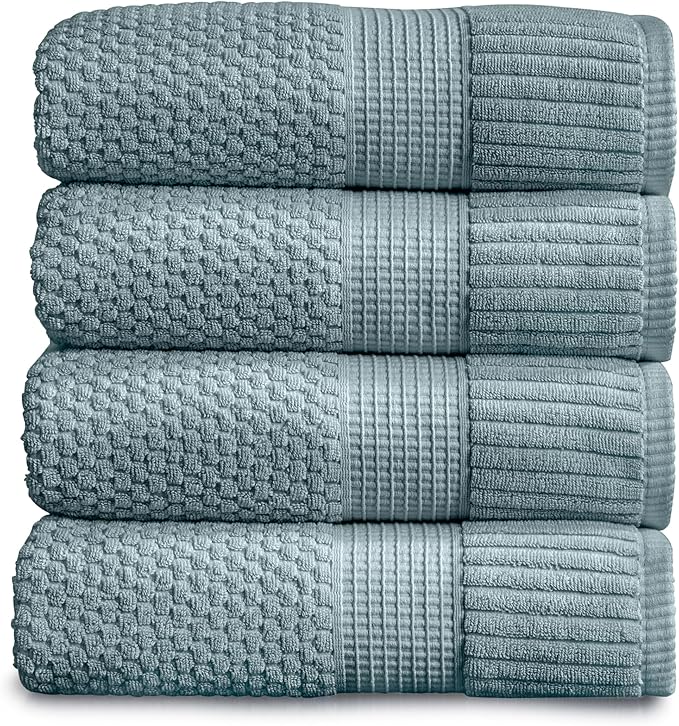 NY Loft 100% Cotton Bath Towel 4 Pack | Super Soft & Absorbent Quick-Dry Bath