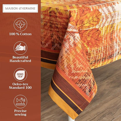 Maison d' Hermine Table Cloth Square Table 100% Cotton 54 x 54 Inches Fall Tablecloth Reusable Everyday Use for Thanksgiving Christmas Decorations Dining Farmhouse Party (Thanksgiving Tartan)