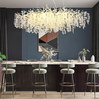 Modern Tree Branch Chandelier, 47.24 inch Money Tree Branch Gold Crystal Chandeliers, Rectangular Ceiling Pendant Lighting Fixtures for Dining Room, Bedroom, Living Room