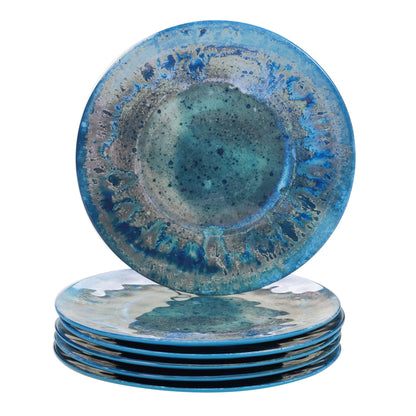 Certified International Radiance Teal Melamine 11" Dinner Plate, Large, Multicolor, Set of 6