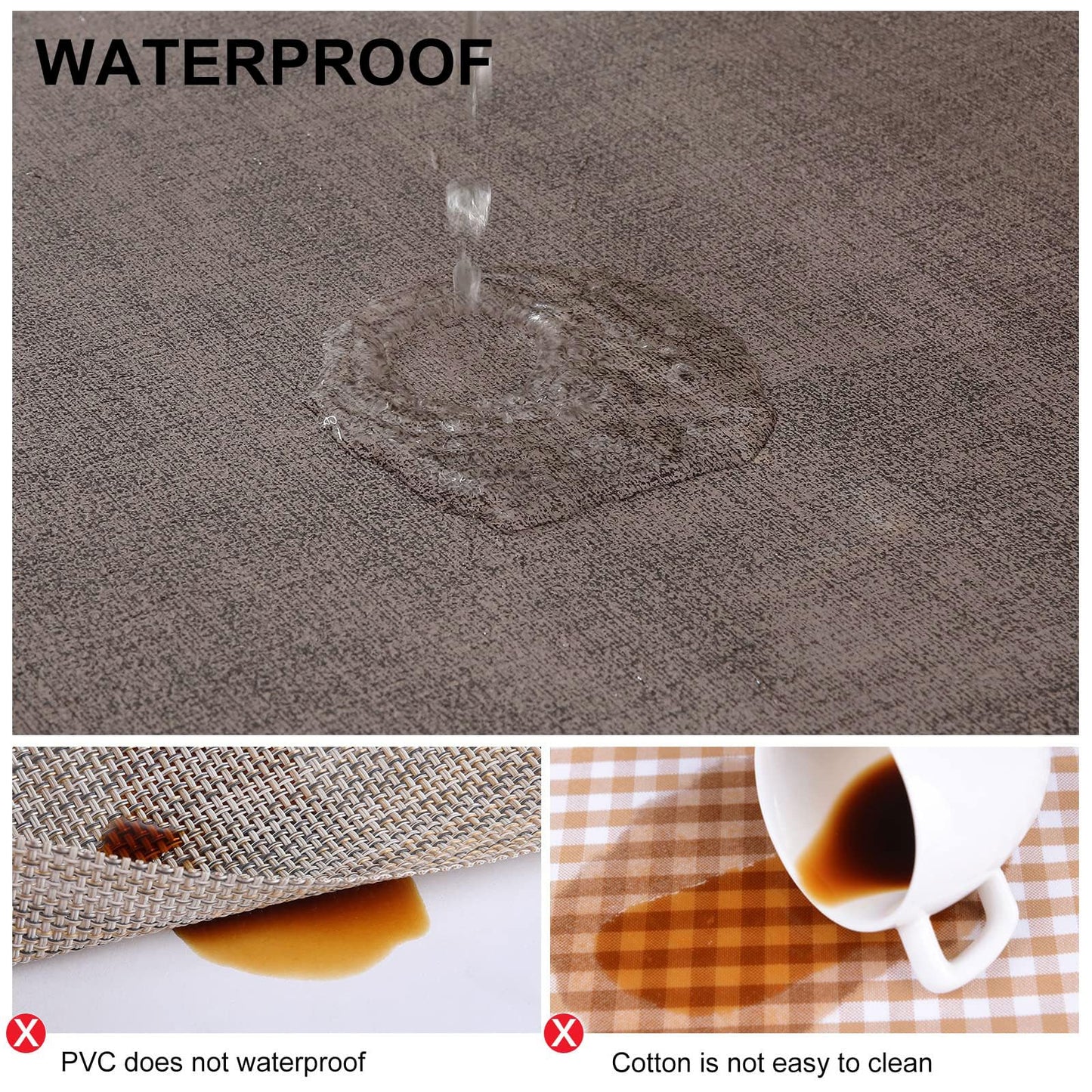 homing Faux Leather Heat Resistant Placemats 6 Packs, Waterproof Wipeable Dining PU Place Mats for Indoor & Outdoor, Easy to Clean, Brown