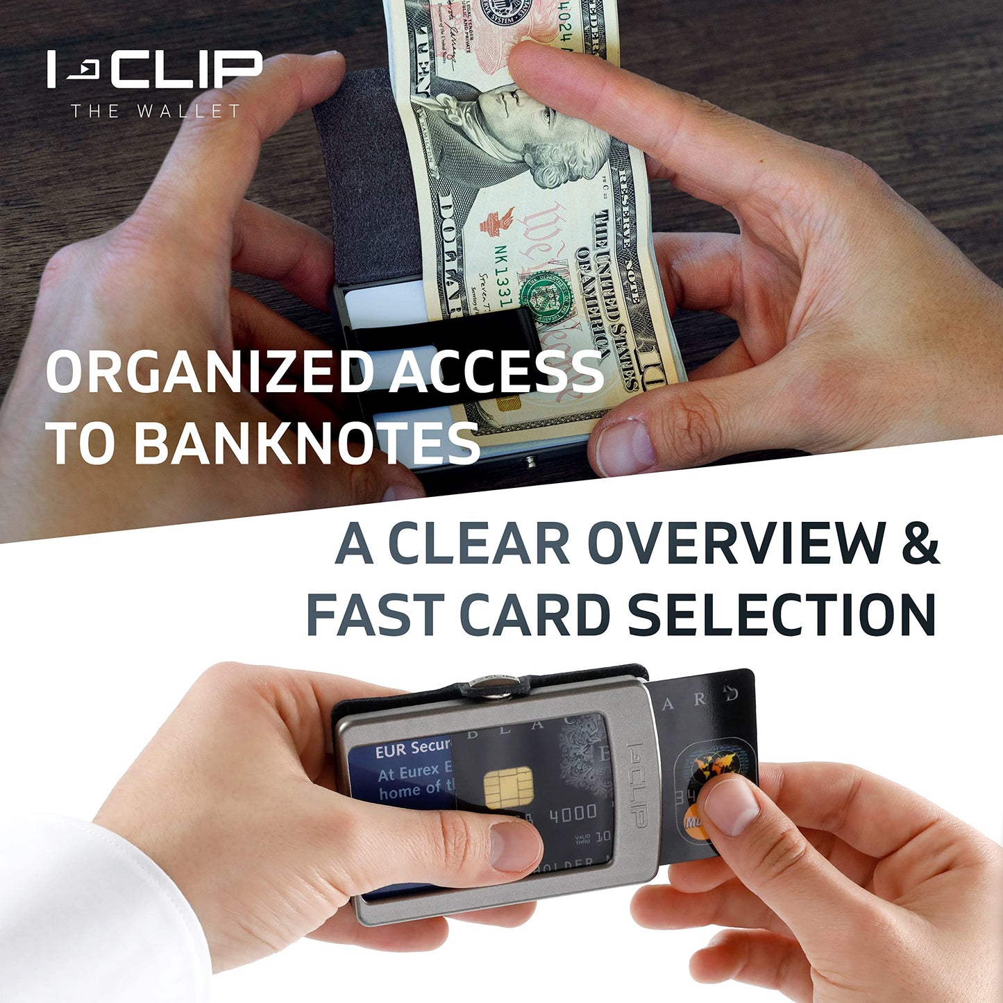 I-CLIP, Premium Men's Leather Wallet, Versatile Changeable Money clip, Secure Card Holder, Compact Men's Wallet Minimalist, Sleek Slim Design, Perfect Money Clip Wallet for Men - Black