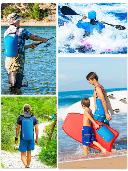 HEETA Waterproof Dry Bag for Women Men, Roll Top Lightweight Dry Storage Bag Backpack with Emergency Whistle for Travel, Kayaking, Boating, Camping, Beach, Cruise Ship Essentials (Blue, 40L)
