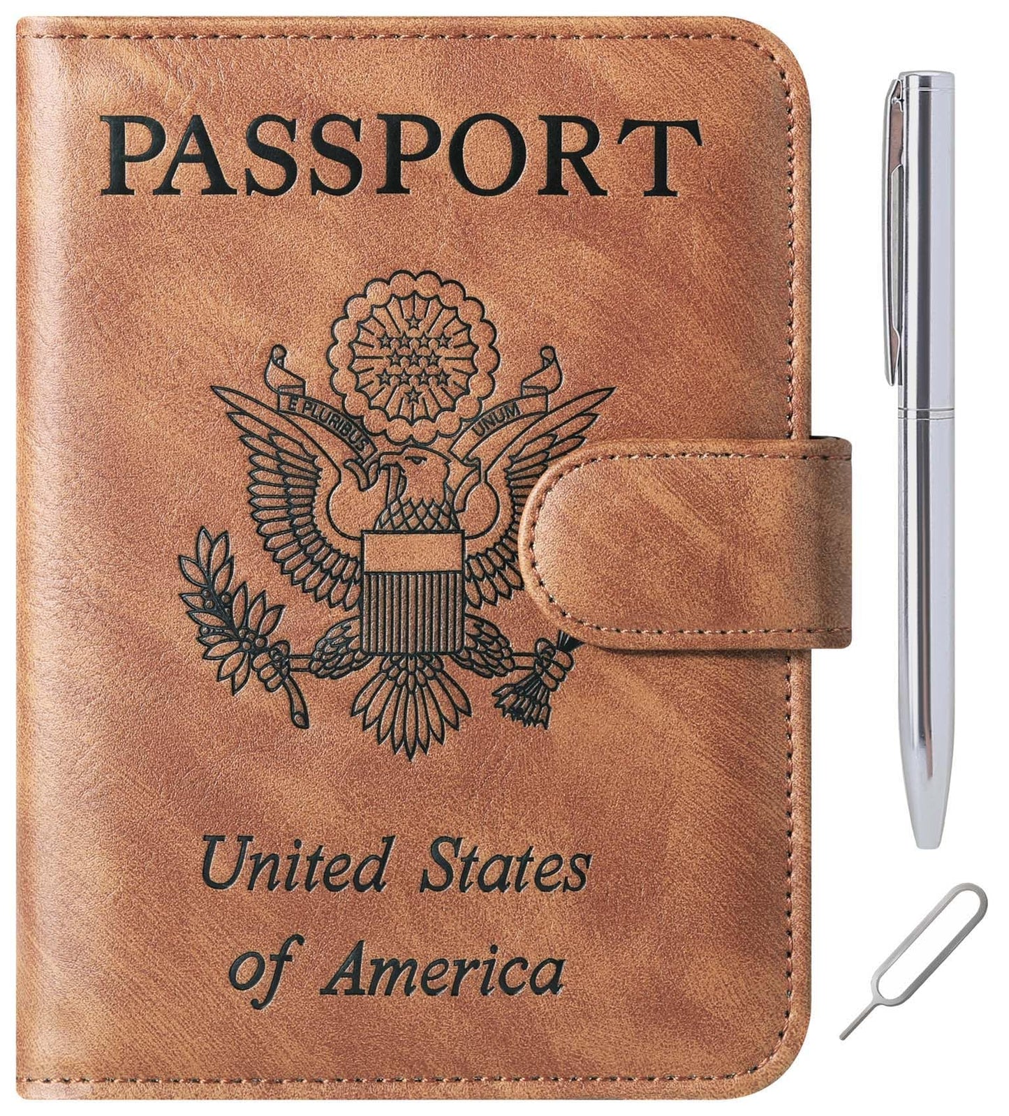 Passport Holder Cover Wallet Travel Essentials Leather Rfid Blocking Case Vacation Luggage Must Haves Travel Accessories for Men Women (120#Brown)