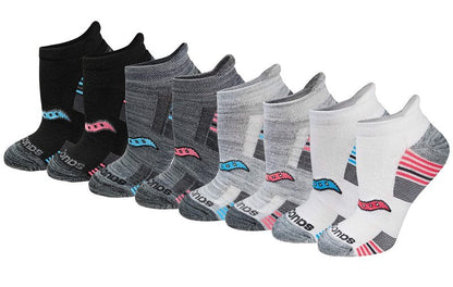 Saucony Women's RunDry Performance 8, 16 Pairs Heel Tab Athletic Socks, S-L, Grey Fashion (8 Pairs), Large