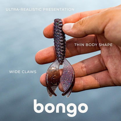 Bass Fishing Creature Bait – 6th Sense Bongo 3.7 – Jig Trailer Claws, 3D Scales, 6 Pack (Green Pumpkin Juice)