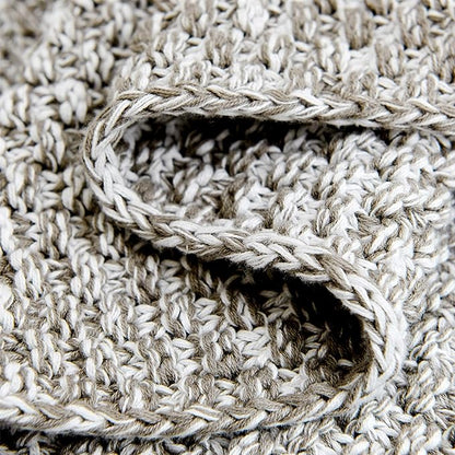 Longhui bedding Knitted Throw Blanket for Couch, Soft, Cozy Machine Washable 100% Cotton Sofa Blanket, Heavy 2.5lb Weight, Laundry Bag Included, Grey and White