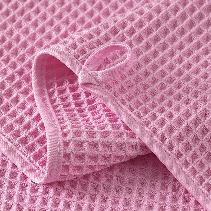 Microfiber Waffle Face Towels, 4 Pieces, Fast Drying, Lint Free 430 GSM