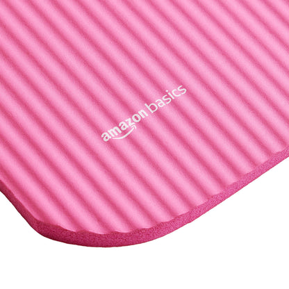 Amazon Basics 1/2 Inch Extra Thick Exercise Yoga Mat with Carrying Strap, Cushioned Support, for Fitness and Gym Workouts