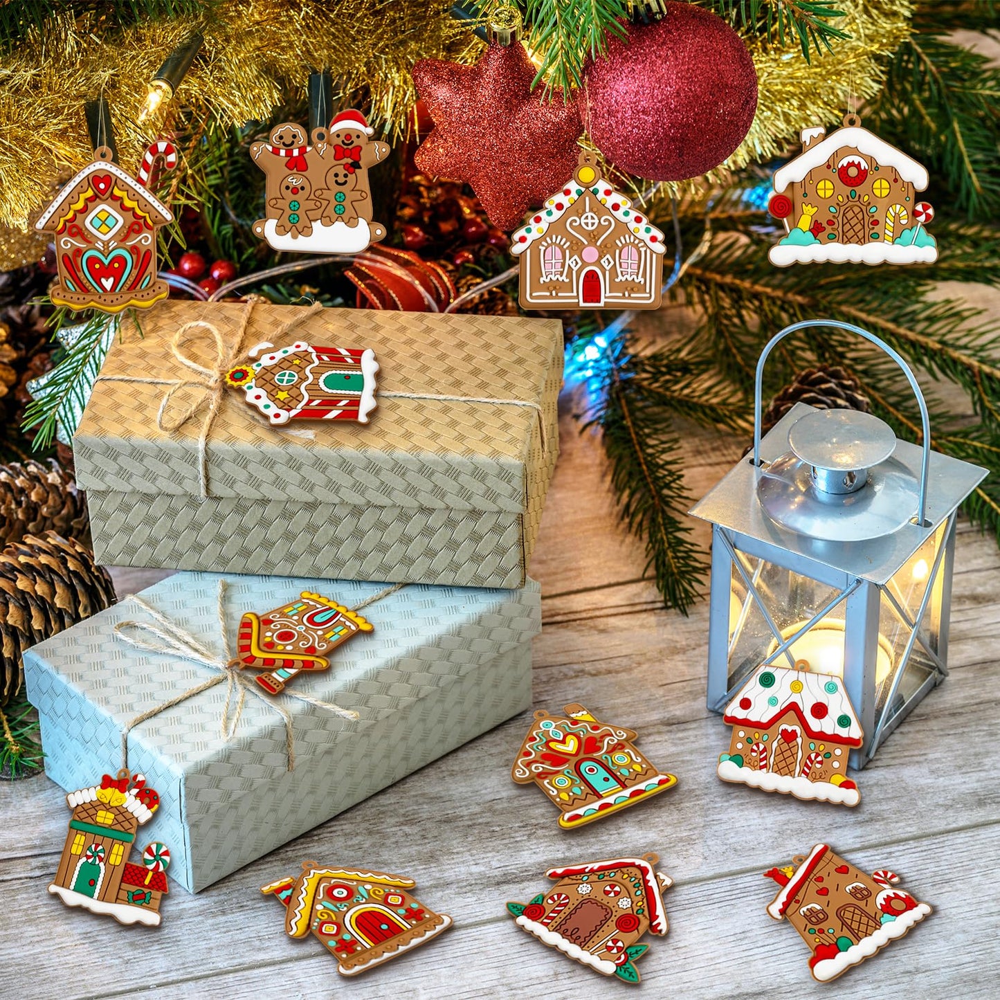 Gingerbread House Ornaments Christmas Tree Decoration - 36pcs Gingerbread House Christmas Decorations Hanging Ornaments for Holiday Xmas Tree Home Decor