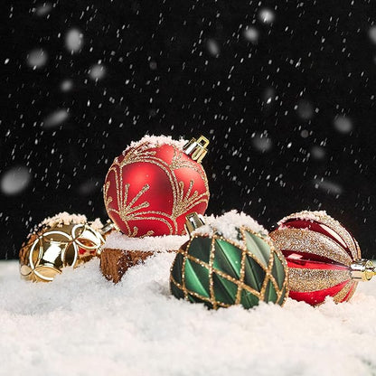 JORNOY Christmas Balls Ornaments, 30ct Shatterproof Xmas Tree Decorations, Hanging Bulbs Baubles Set with String for Holiday Home Party Decor, 2.36 inch/60mm, Red & Green & Gold