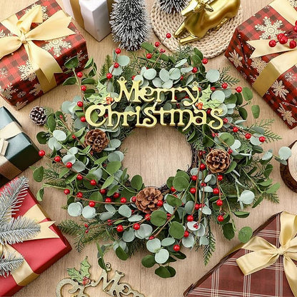 Zeyune 4 Pcs Christmas DIY Green Wreath 14 Inch Artificial Christmas Wreaths Faux Plain Wreaths for Decorating Front Door Window Room Farmhouse Xmas Party Indoor Outdoor (Chic Style)