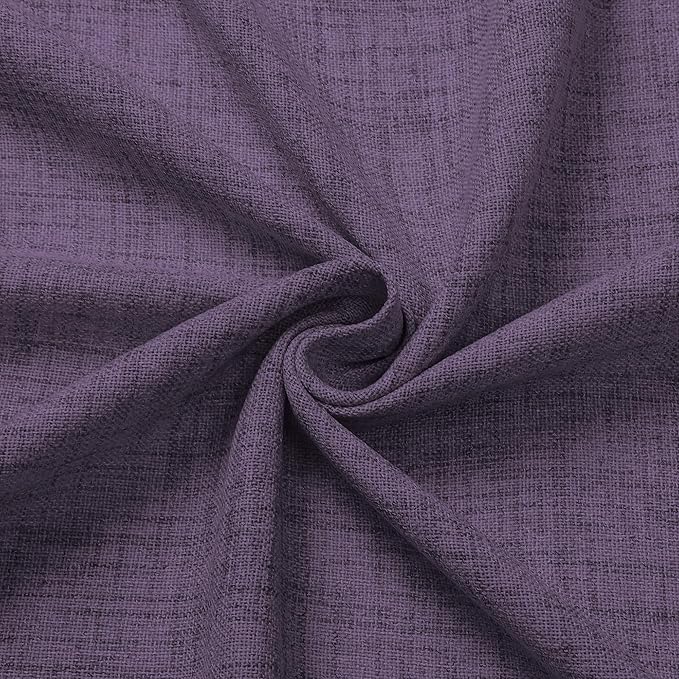 Tollpiz Linen Tier Curtain Rod Pocket Semi Sheer Half Kitchen Curtains Burlap Light Filtering Thick Linen Drape for Bathroom, 30 x 36 inches Long, Royal Purple, Set of 2 Panels