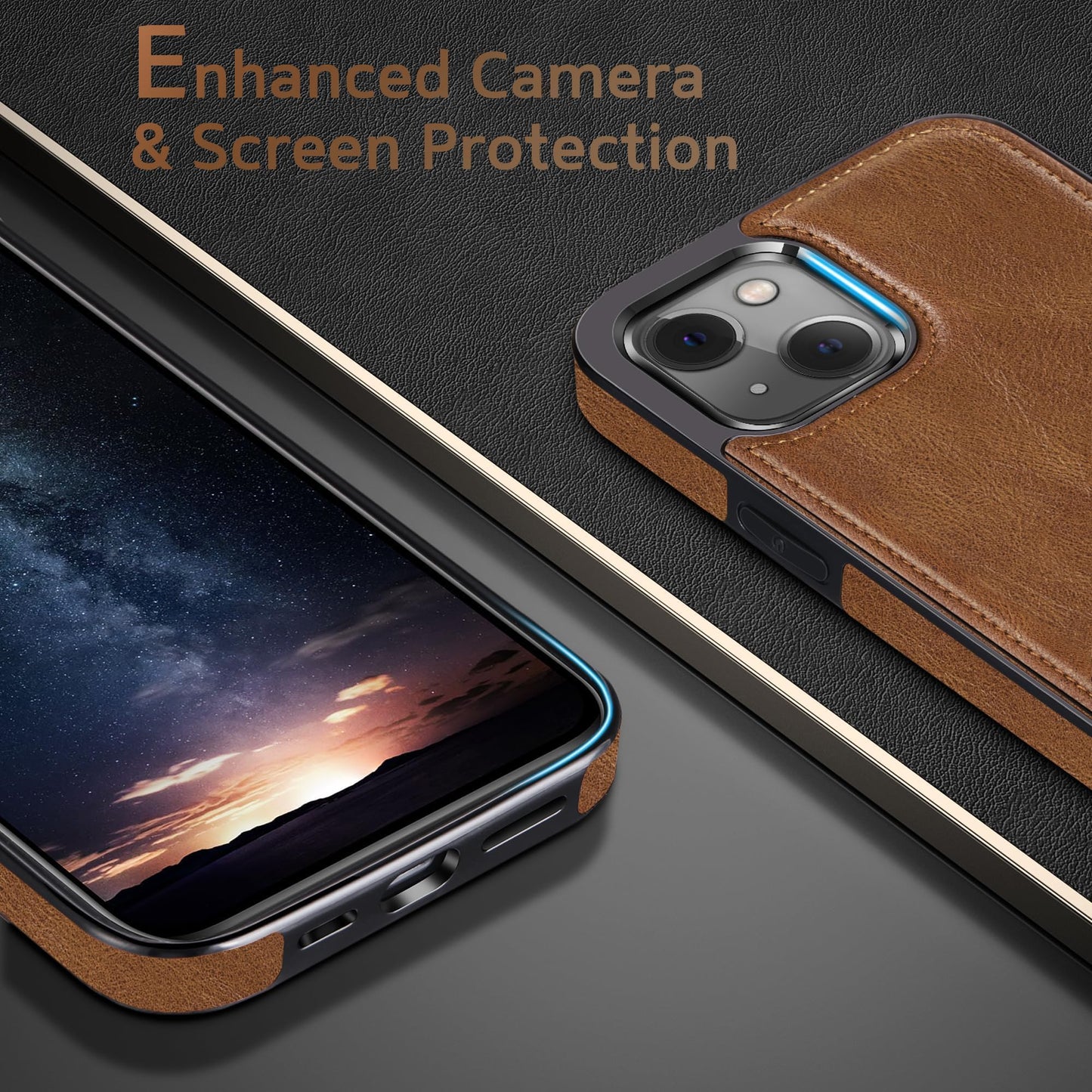 LOHASIC Compatible with iPhone 15 Case, Luxury Elegant Leather Business Classic Soft Grip Back Cover Full Body Protective Shockproof Back Cover Phone Cases for iPhone 15 6.1 inch - Brown